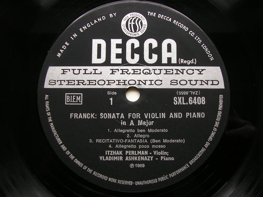 BRAHMS: HORN TRIO / FRANCK: SONATA FOR VIOLIN & PIANO      ASHKENAZY / PERLMAN / TUCKWELL    SXL 6408