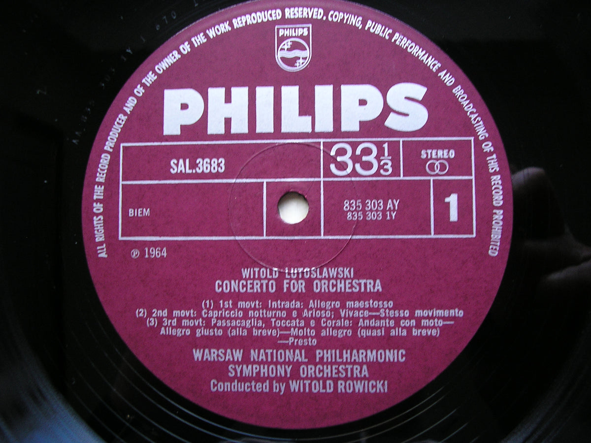LUTOSLAWSKI: CONCERTO FOR ORCHESTRA / FUNERAL MUSIC / VENETIAN GAMES     WARSAW SYMPHONY / ROWICKI     SAL 3683