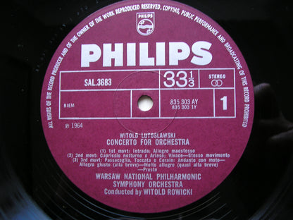 LUTOSLAWSKI: CONCERTO FOR ORCHESTRA / FUNERAL MUSIC / VENETIAN GAMES     WARSAW SYMPHONY / ROWICKI     SAL 3683