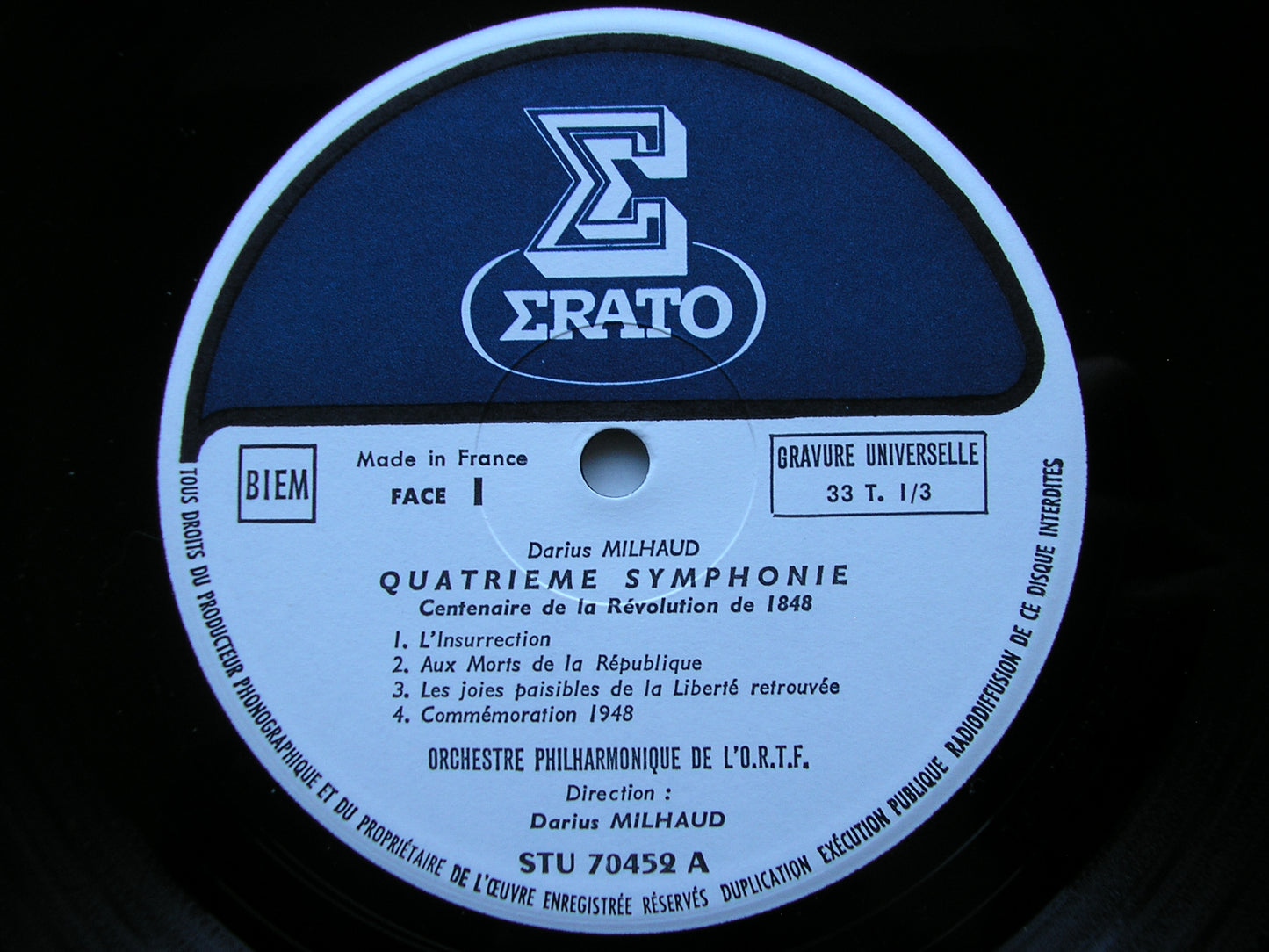 MILHAUD: SYMPHONIES Nos. 4 & 8     FRENCH RADIO ORCHESTRA / MILHAUD      STU 70452