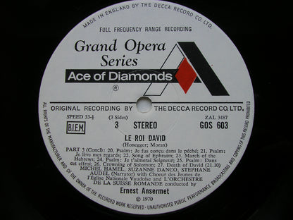 HONEGGER: LE ROI DAVID / RAVEL: SHEHERAZADE / TWO HEBREW SONGS      SOLOISTS / SUISSE ROMANDE / ANSERMET     2LP     GOS 602 / 3