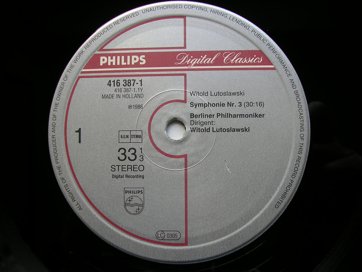 LUTOSLAWSKI: SYMPHONY No. 3 / LES ESPACES DU SOMMEIL     FISCHER-DIESKAU / BERLIN PHILHARMONIC / LUTOSLAWSKI       416 387