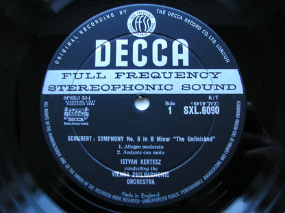 SXL 6090  SCHUBERT: SYMPHONY No. 8  'Unfinished' / Three OVERTURES       KERTESZ / VIENNA PHILHARMONIC     ED1