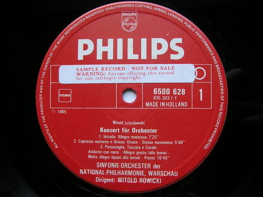 LUTOSLAWSKI: CONCERTO FOR ORCHESTRA / FUNERAL MUSIC / VENETIAN GAMES     ROWICKI / WARSAW SYMPHONY     6500 628