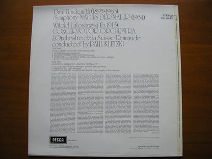LUTOSLAWSKI: CONCERTO FOR ORCHESTRA / HINDEMITH: MATHIS DER MALER     KLETZKI / SUISSE ROMANDE     SXL 6445