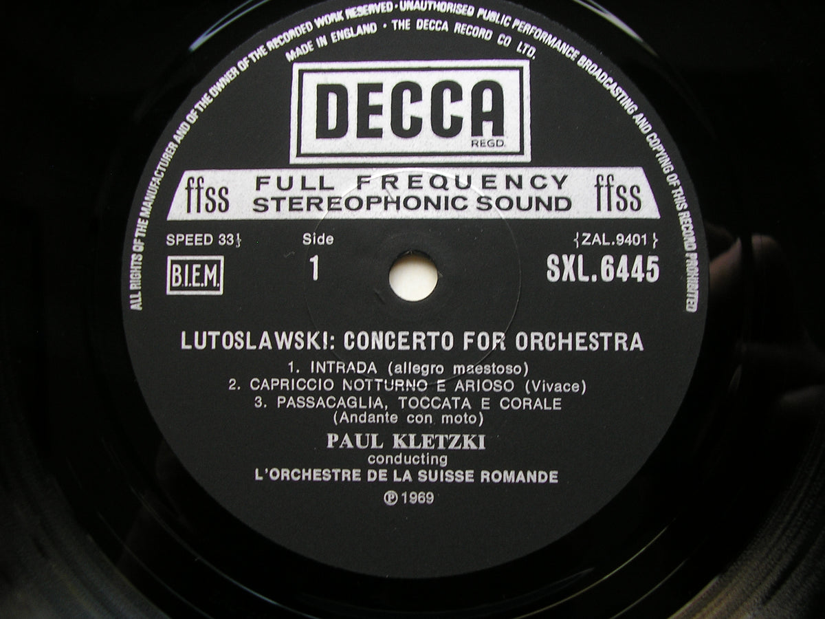 LUTOSLAWSKI: CONCERTO FOR ORCHESTRA / HINDEMITH: MATHIS DER MALER     KLETZKI / SUISSE ROMANDE     SXL 6445