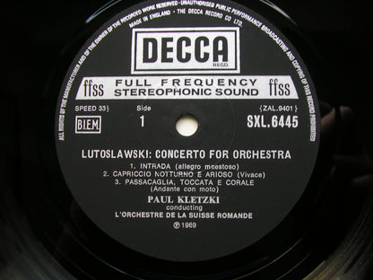 LUTOSLAWSKI: CONCERTO FOR ORCHESTRA / HINDEMITH: MATHIS DER MALER     KLETZKI / SUISSE ROMANDE     SXL 6445