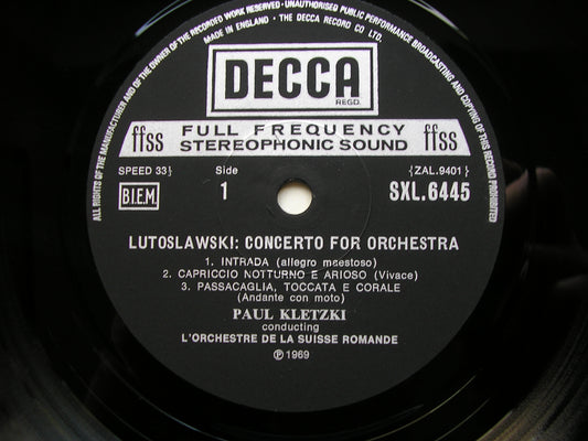 LUTOSLAWSKI: CONCERTO FOR ORCHESTRA / HINDEMITH: MATHIS DER MALER     KLETZKI / SUISSE ROMANDE     SXL 6445