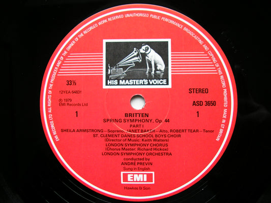 BRITTEN: SPRING SYMPHONY   SOLOISTS / LONDON SYMPHONY / PREVIN    ASD 3650