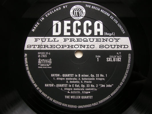 HAYDN: STRING QUARTETS Nos. 1 / 2 / 3 Op. 33    THE WELLER QUARTET    SXL 6182
