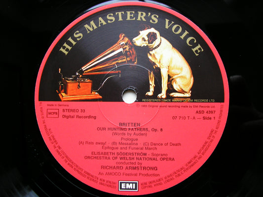 BRITTEN: OUR HUNTING FATHERS Op. 8 / FOLK SONGS    SODERSTROM / WNO ORCHESTRA / ARMSTRONG    ASD 4397