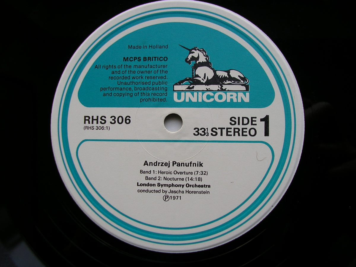 PANUFNIK: HEROIC OVERTURE / TRAGIC OVERTURE / NOCTURNE / AUTUMN MUSIC    HORENSTEIN / LONDON SYMPHONY    RHS 306