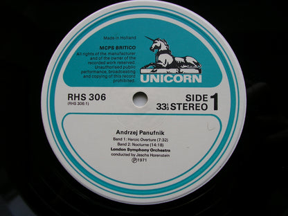 PANUFNIK: HEROIC OVERTURE / TRAGIC OVERTURE / NOCTURNE / AUTUMN MUSIC    HORENSTEIN / LONDON SYMPHONY    RHS 306
