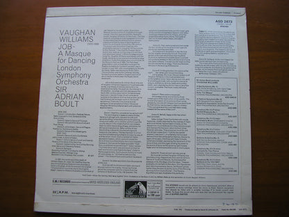 VAUGHAN WILLIAMS: JOB - A Masque for Dancing (complete ballet 1930)      BOULT / LONDON SYMPHONY     ASD 2673