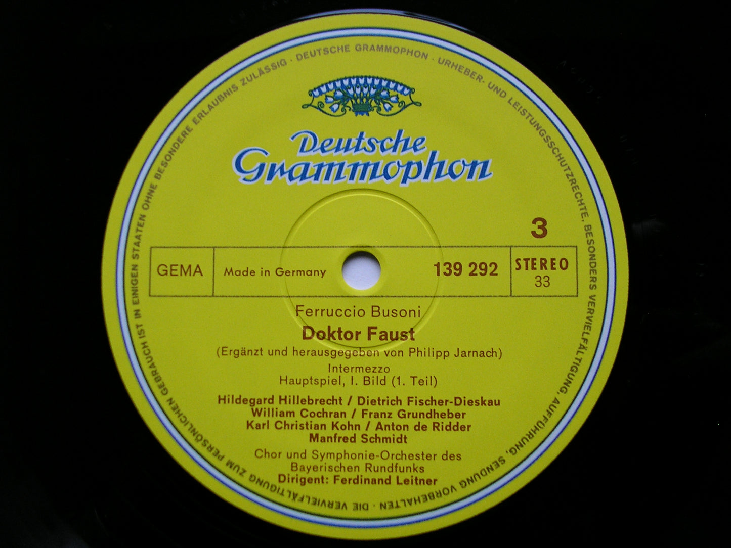BUSONI: DOKTOR FAUST     FISCHER-DIESKAU / COCHRAN / HILLEBRECHT / DE RIDDER / BAVARIAN RADIO    3LP    2709 032
