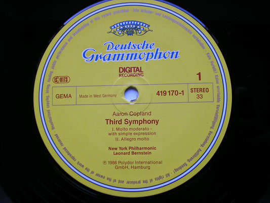 COPLAND: SYMPHONY No. 3  'Quiet City'        BERNSTEIN / NEW YORK PHILHARMONIC    419 170