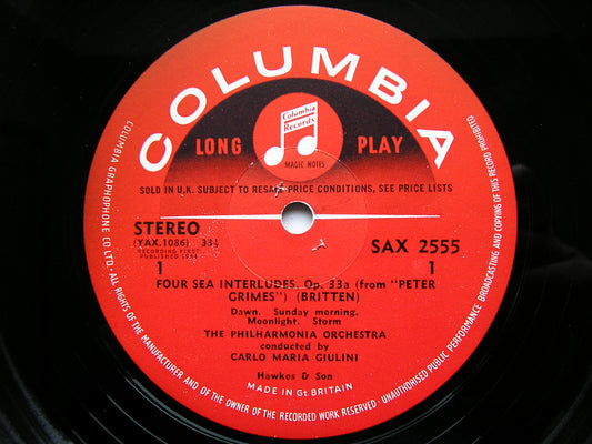 BRITTEN: YOUNG PERSON'S GUIDE TO THE ORCHESTRA / FOUR SEA INTERLUDES     GIULINI / PHILHARMONIA    SAX 2555