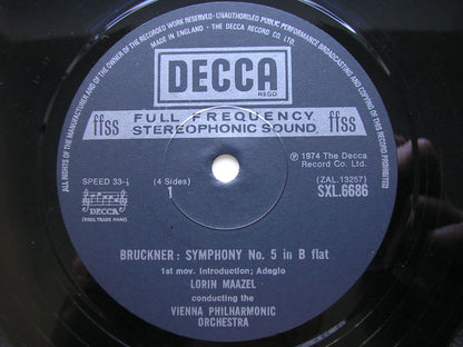 BRUCKNER: SYMPHONY No. 5      MAAZEL / VIENNA PHILHARMONIC    2LP     SXL 6688 / 7