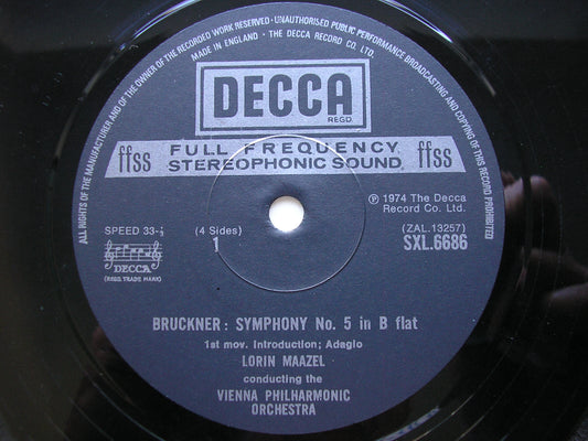 BRUCKNER: SYMPHONY No. 5      MAAZEL / VIENNA PHILHARMONIC    2LP     SXL 6688 / 7