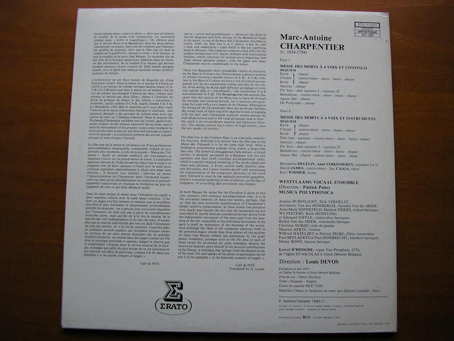CHARPENTIER: MESSES DES MORTS  (REQUIEM)     SOLOISTS / MUSICA POLYPHONICA / DEVOS     STU 71291