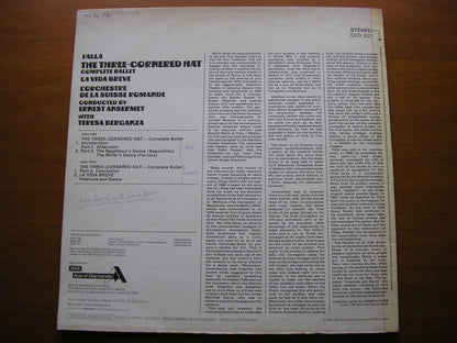 FALLA: THE THREE CORNERED HAT / LA VIDA BREVE Interlude & Dance     BERGANZA / SUISSE ROMANDE / ANSERMET     SDD 321