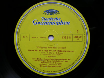 MOZART: CORONATION MASS / EXSULTATE JUBILATE / ET INCARNATUS EST     SOLOISTS / LAMOUREUX ORCHESTRA / MARKEVITCH     136 511