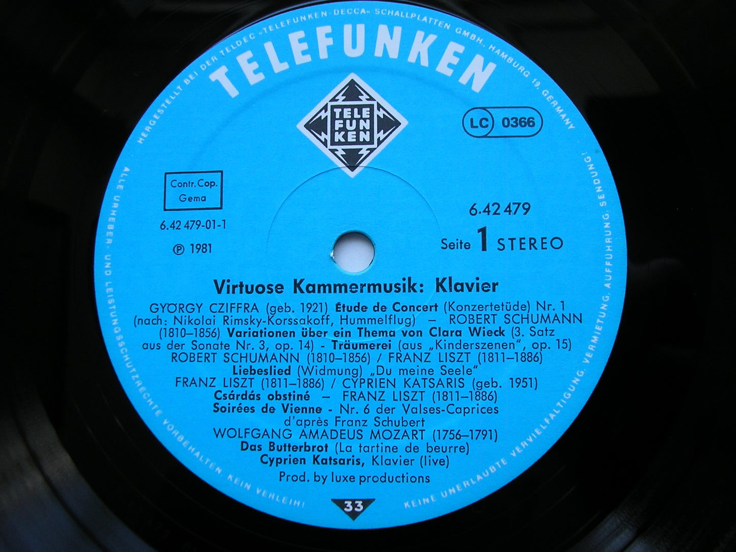 VIRTUOSO CHAMBERMUSIC: CZIFFRA / SCHUMANN / LISZT / CHOPIN / GOTTSCHALK / BACH       CYPRIEN KATSARIS      6.42479