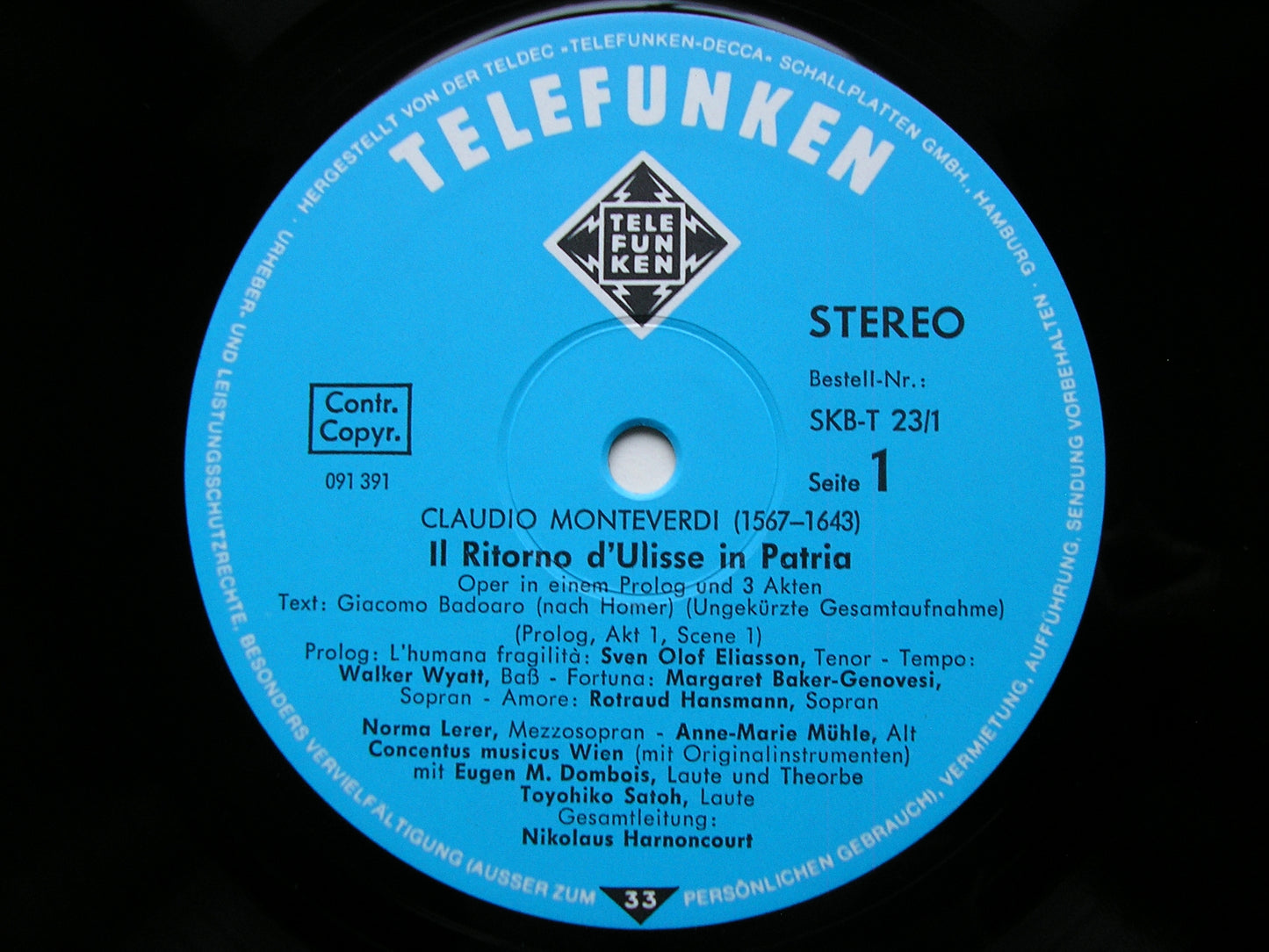 MONTEVERDI: THE RETURN OF ULYSSES     SOLOISTS / CONCENTUS MUSICUS VIENNA / HARNONCOURT    4LP    SKB-T 23 / 1-4