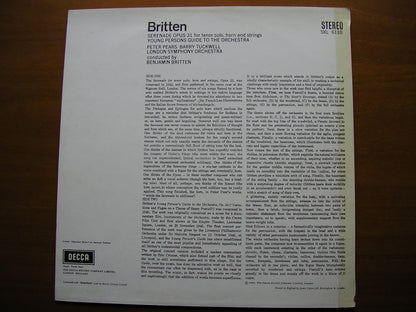 BRITTEN: YOUNG PERSON'S GUIDE TO THE ORCHESTRA / SERENADE Op. 31     PEARS / TUCKWELL / LONDON SYMPHONY / BRITTEN     SXL 6110
