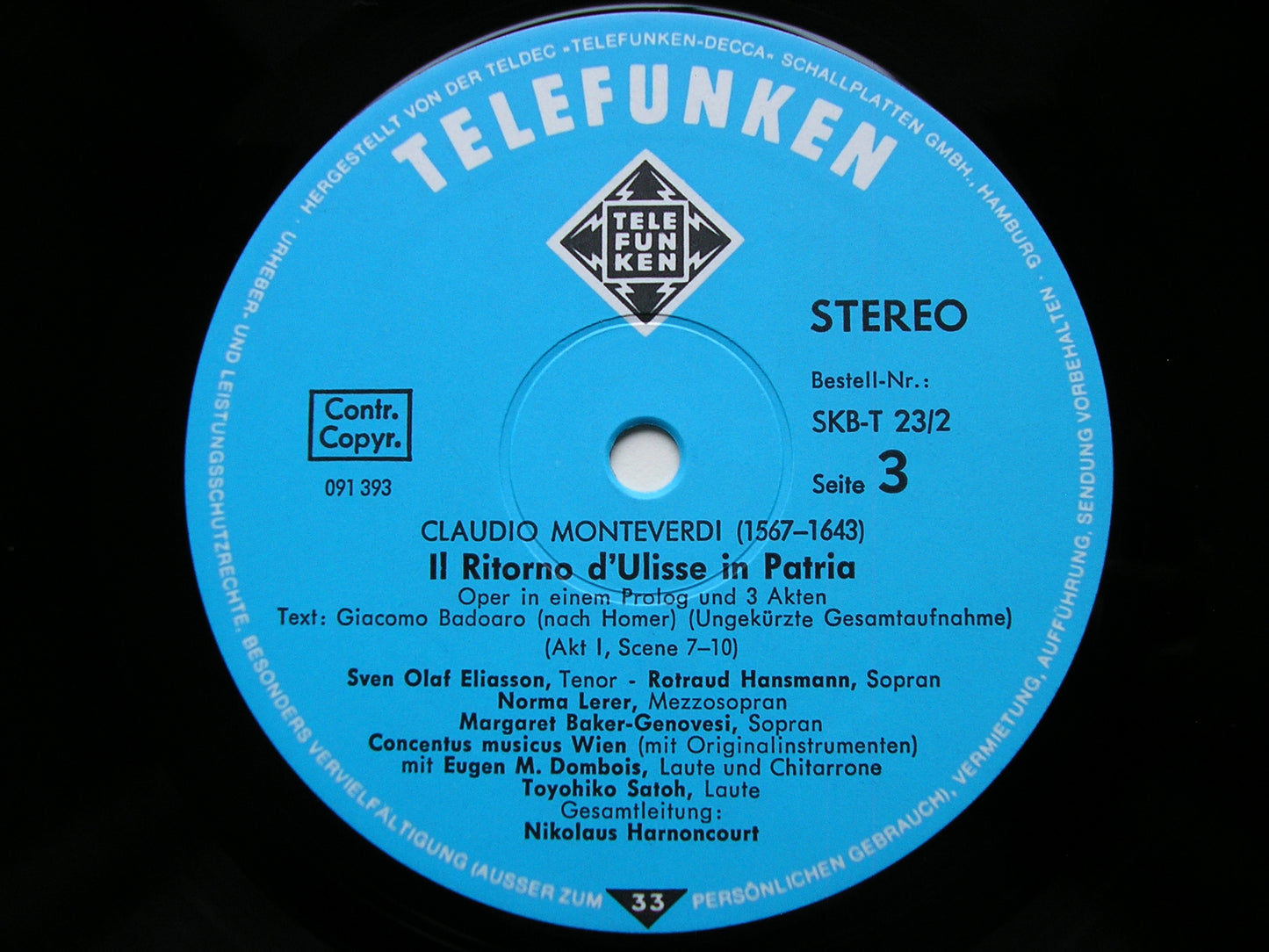 MONTEVERDI: THE RETURN OF ULYSSES     SOLOISTS / CONCENTUS MUSICUS VIENNA / HARNONCOURT    4LP    SKB-T 23 / 1-4