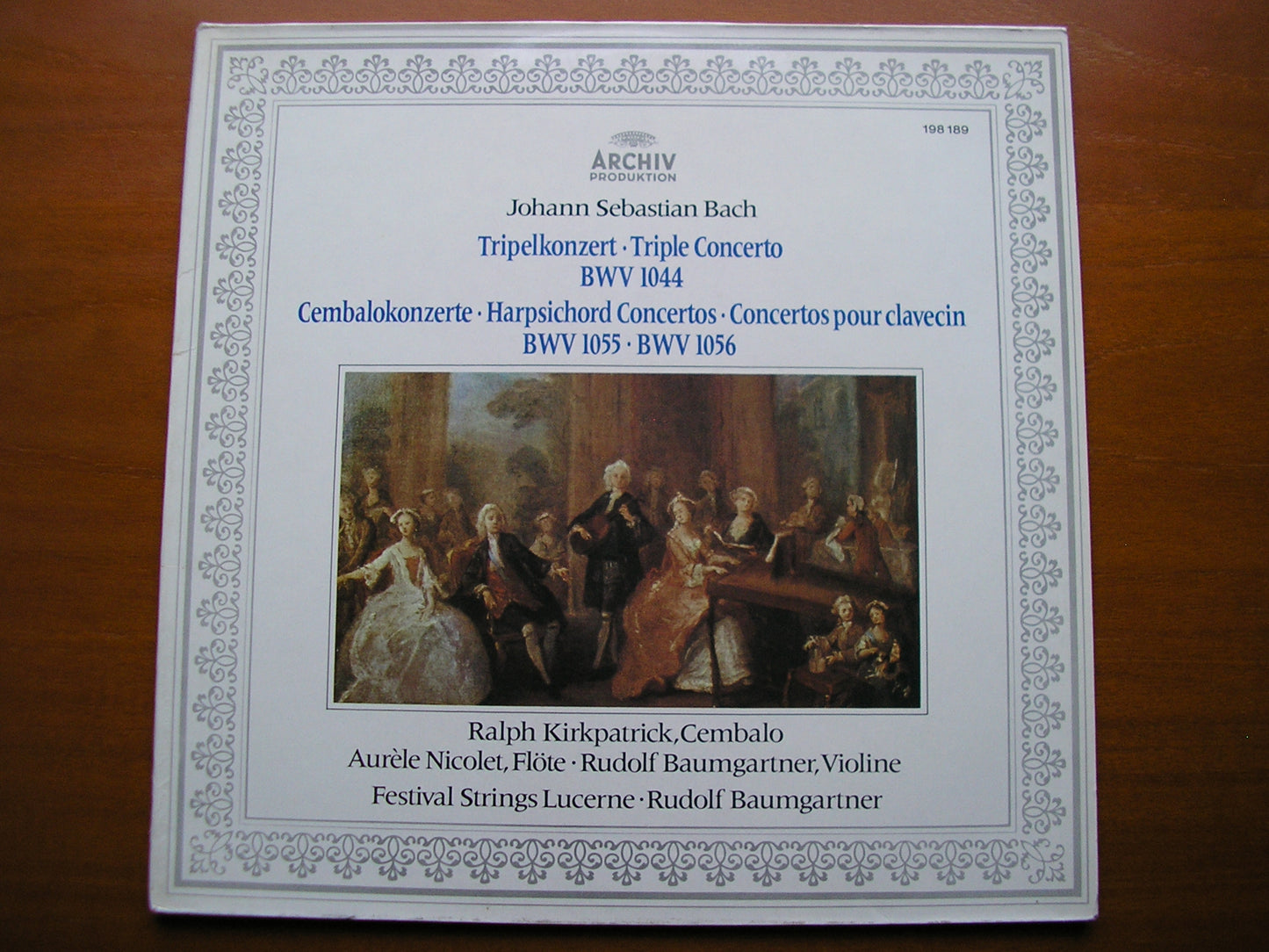 BACH:  TRIPLE CONCERTO BWV 1044 / HARPSICHORD CONCERTOS BWV 1055 & BWV 1056     KIRKPATRICK / NICOLET / BAUMGARTNER / FESTIVAL STRINGS LUCERNE    198 189