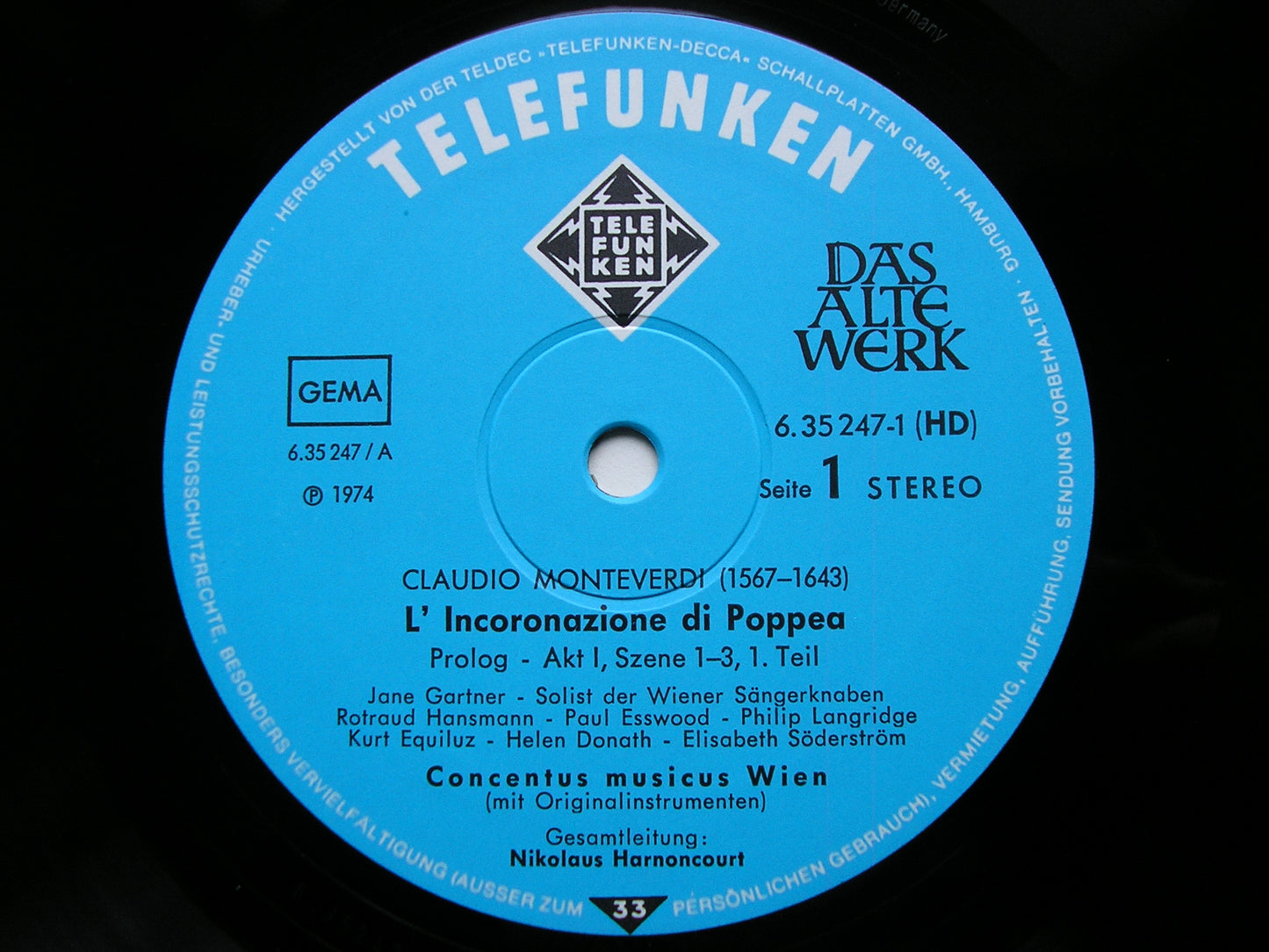 MONTEVERDI: THE CORONATION OF POPPEA     SOLOISTS / CONCENTUS MUSICUS VIENNA / HARNONCOURT   5LP      6.35247