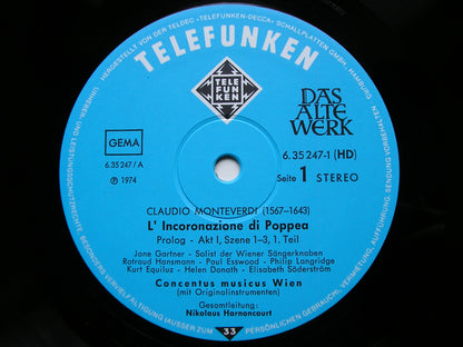 MONTEVERDI: THE CORONATION OF POPPEA     SOLOISTS / CONCENTUS MUSICUS VIENNA / HARNONCOURT   5LP      6.35247
