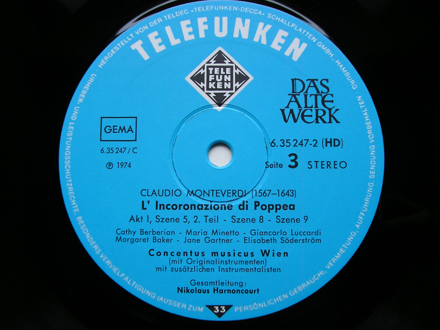 MONTEVERDI: THE CORONATION OF POPPEA     SOLOISTS / CONCENTUS MUSICUS VIENNA / HARNONCOURT   5LP      6.35247