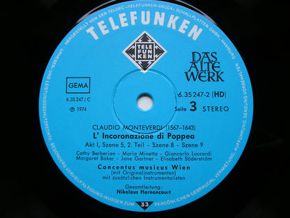 MONTEVERDI: THE CORONATION OF POPPEA     SOLOISTS / CONCENTUS MUSICUS VIENNA / HARNONCOURT   5LP      6.35247