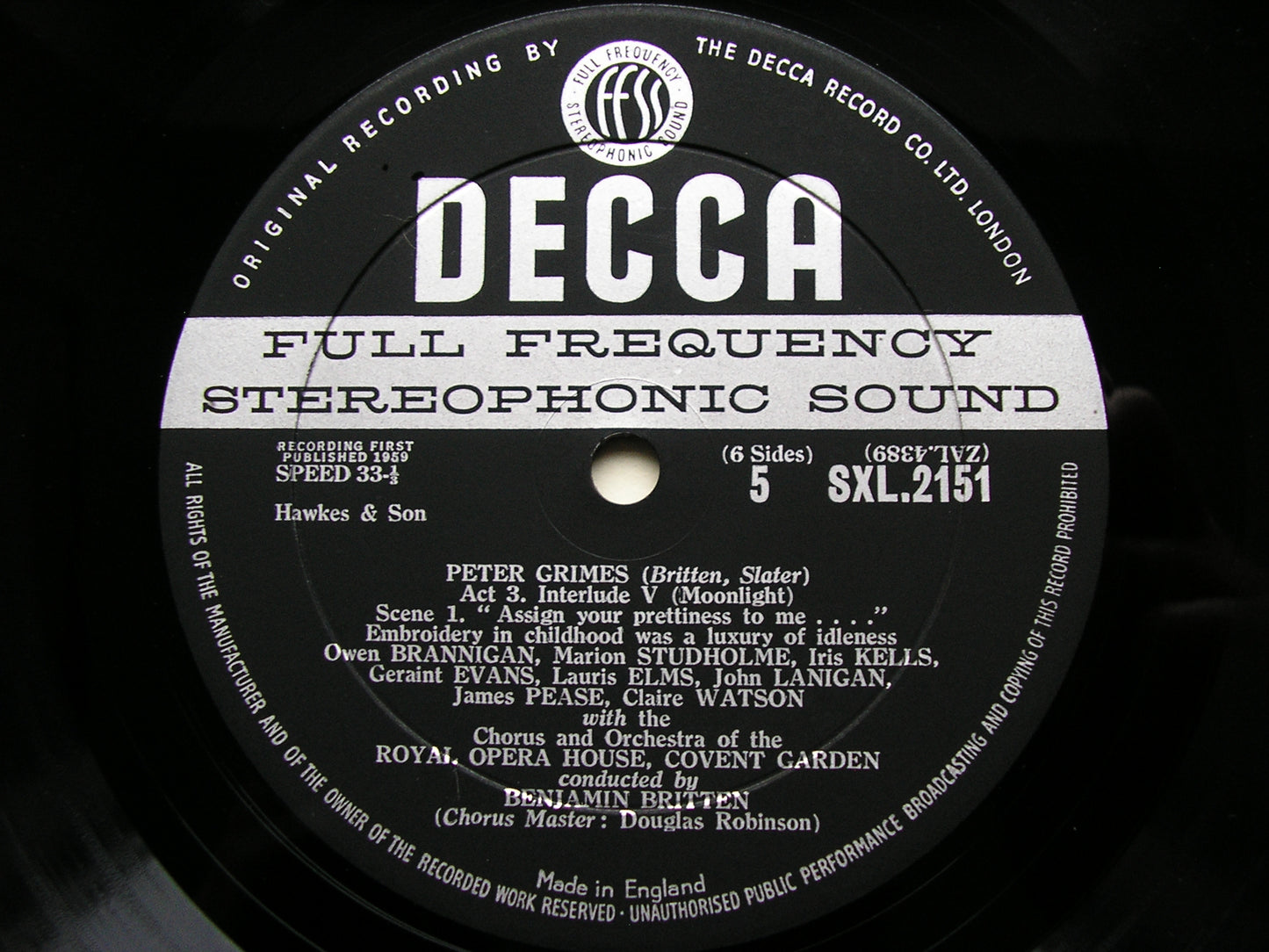 BRITTEN: PETER GRIMES    PEARS / WATSON / BRANNIGAN / OROHCG / BRITTEN    3LP    SXL 2150 / 2