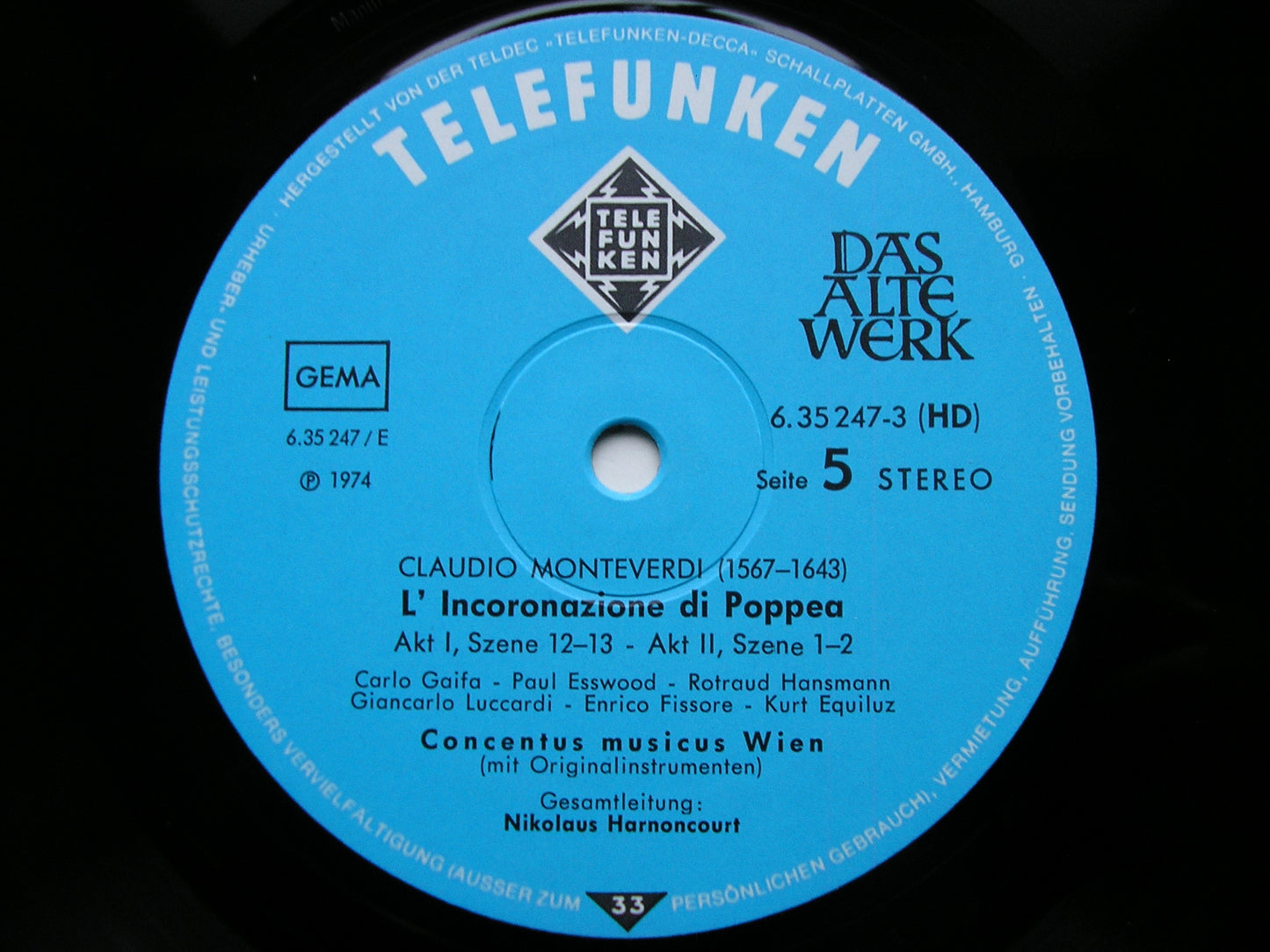 MONTEVERDI: THE CORONATION OF POPPEA     SOLOISTS / CONCENTUS MUSICUS VIENNA / HARNONCOURT   5LP      6.35247