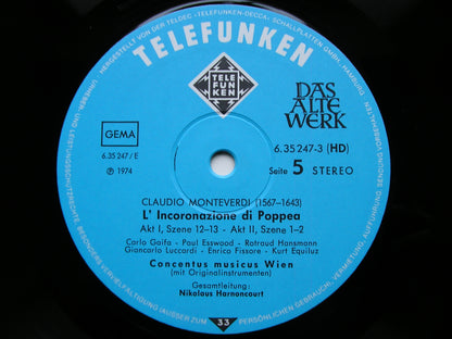 MONTEVERDI: THE CORONATION OF POPPEA     SOLOISTS / CONCENTUS MUSICUS VIENNA / HARNONCOURT   5LP      6.35247