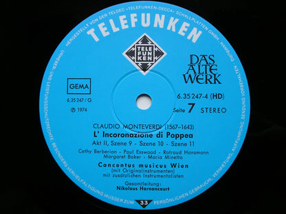 MONTEVERDI: THE CORONATION OF POPPEA     SOLOISTS / CONCENTUS MUSICUS VIENNA / HARNONCOURT   5LP      6.35247