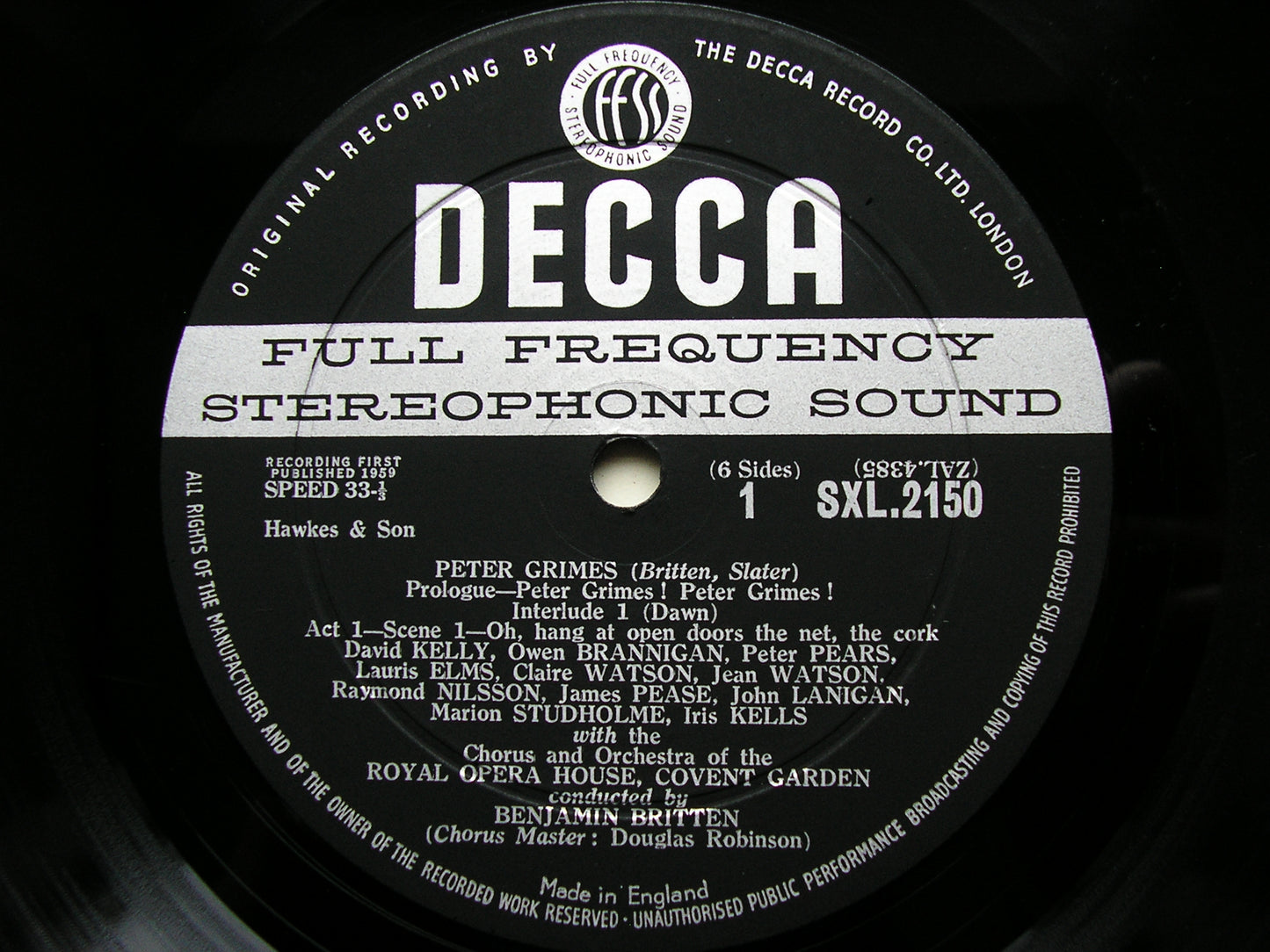 BRITTEN: PETER GRIMES    PEARS / WATSON / BRANNIGAN / OROHCG / BRITTEN    3LP    SXL 2150 / 2