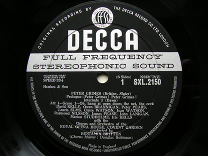 BRITTEN: PETER GRIMES    PEARS / WATSON / BRANNIGAN / OROHCG / BRITTEN    3LP    SXL 2150 / 2