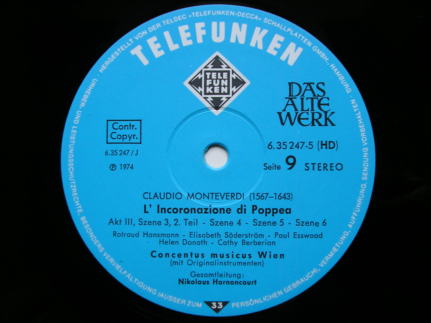 MONTEVERDI: THE CORONATION OF POPPEA     SOLOISTS / CONCENTUS MUSICUS VIENNA / HARNONCOURT   5LP      6.35247
