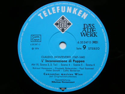 MONTEVERDI: THE CORONATION OF POPPEA     SOLOISTS / CONCENTUS MUSICUS VIENNA / HARNONCOURT   5LP      6.35247
