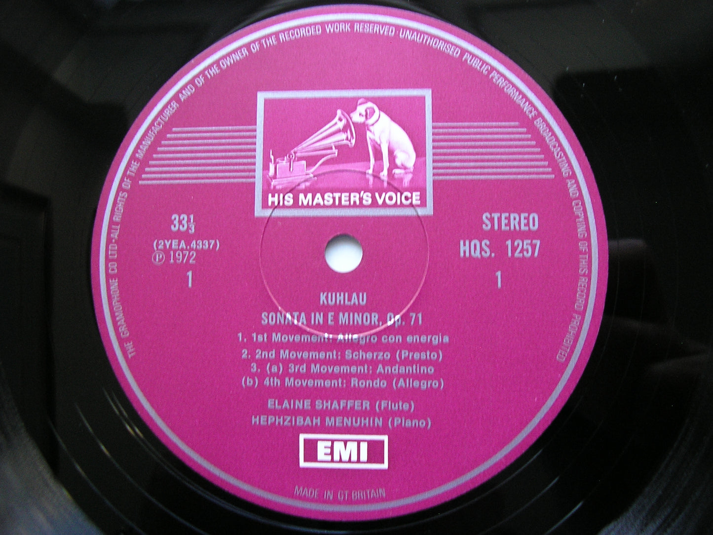 KUHLAU: SONATA / SCHUBERT: INTRO & VARIATIONS / FRANZ XAVER MOZART: RONDO       ELAINE SHAFFER / HEPHZIBAH MENUHIN        HQS 1257