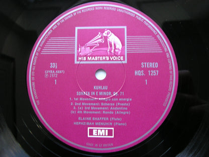 KUHLAU: SONATA / SCHUBERT: INTRO & VARIATIONS / FRANZ XAVER MOZART: RONDO       ELAINE SHAFFER / HEPHZIBAH MENUHIN        HQS 1257