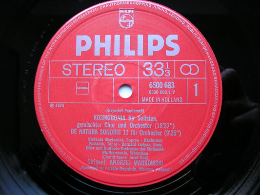 PENDERECKI: KOSMOGONIA / DE NATURA SONORIS No. 2 / ANAKLASIS / FLUORESCENCES     WARSAW PHILHARMONIC / MARKOWSKI     6500 683