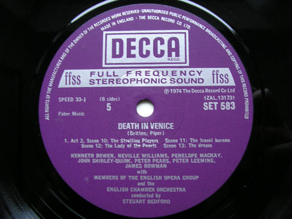 BRITTEN: DEATH IN VENICE     PEARS / SHIRLEY-QUIRK / BOWMAN / ENGLISH CHAMBER ORCHESTRA / BEDFORD    3LP     SET 581-3