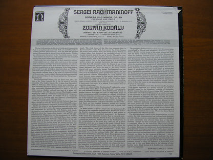 RACHMANINOV: CELLO SONATA / KODALY: CELLO SONATA     SHAPIRO / WILD     H-71155