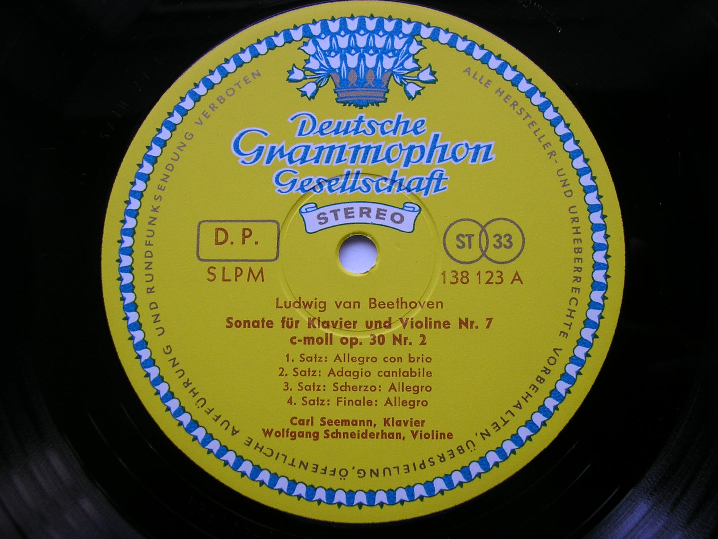 BEETHOVEN: VIOLIN SONATAS Nos. 7 & 10       SCHNEIDERHAN / SEEMANN     138 123