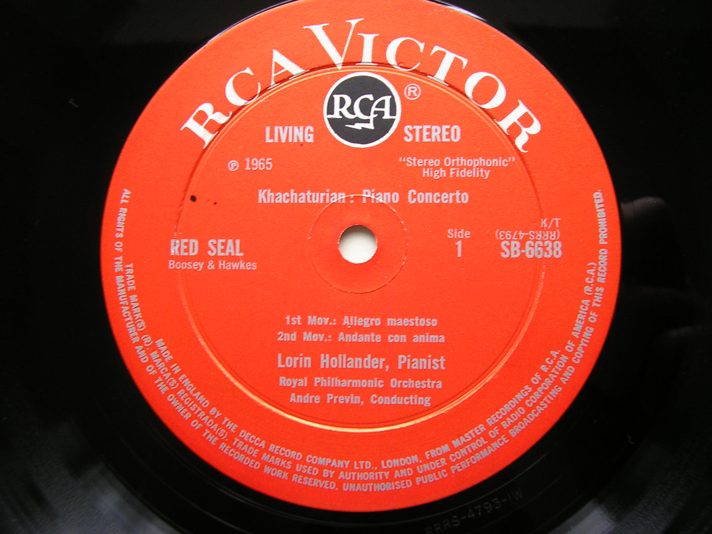 KHACHATURIAN: PIANO CONCERTO / BLOCH: SCHERZO FANTASQUE     HOLLANDER / ROYAL PHILHARMONIC / PREVIN       SB 6638